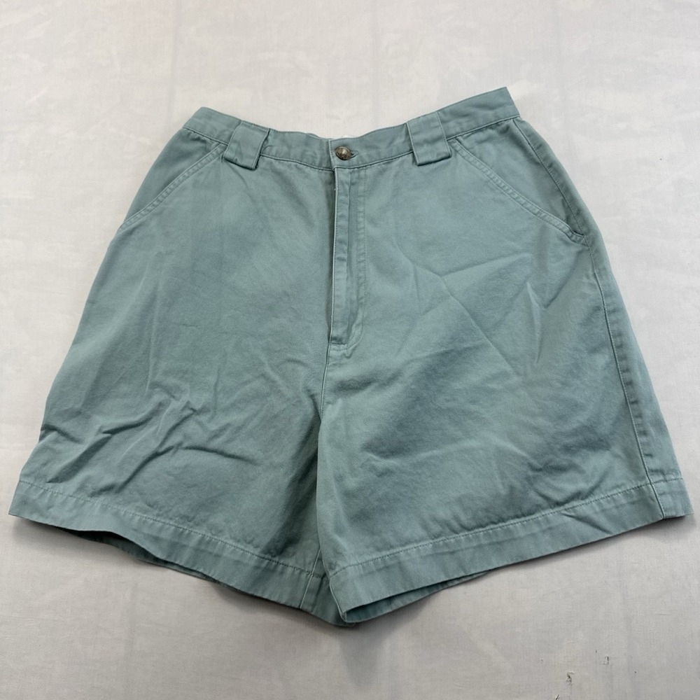 Petite Sophisticate Women's Vintage Teal Green Cotton Shorts Size 12 High Rise